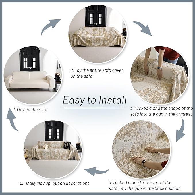 MYSKY HOME Couch Cover for Sectional Sofa Set for Dog Cat Pets Abstract