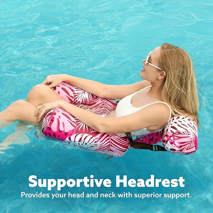 SLOOSH Inflatable Pool Floats Adult, 2 Packs Floating Lounge Chairs, Blow up