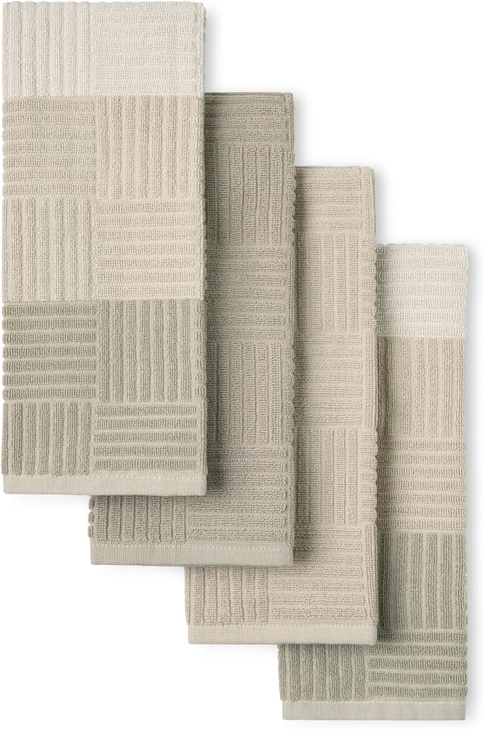 Town & Country Basics Basketweave Antimicrobial Terrycloth Kitchen Towel 4-Pack
