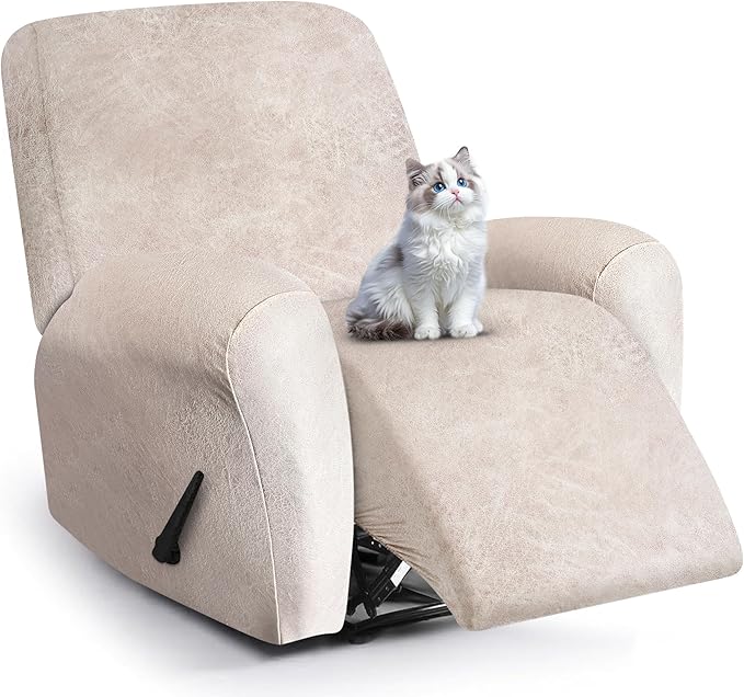 ANARACHON Leather Look Recliner Chair Covers, 4-Pieces Stretch Recliner Cover