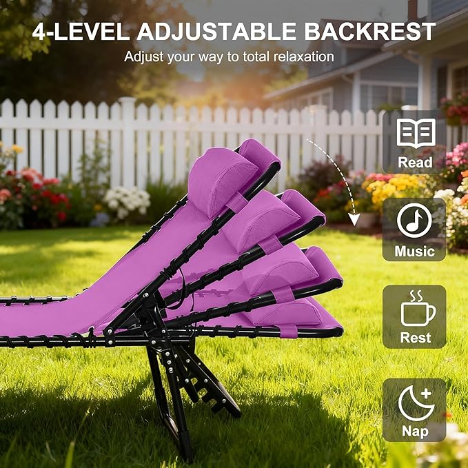 Outsunny Folding Chaise Lounge Chair, Patio Sun Tanning Chair, Outdoor Chaise
