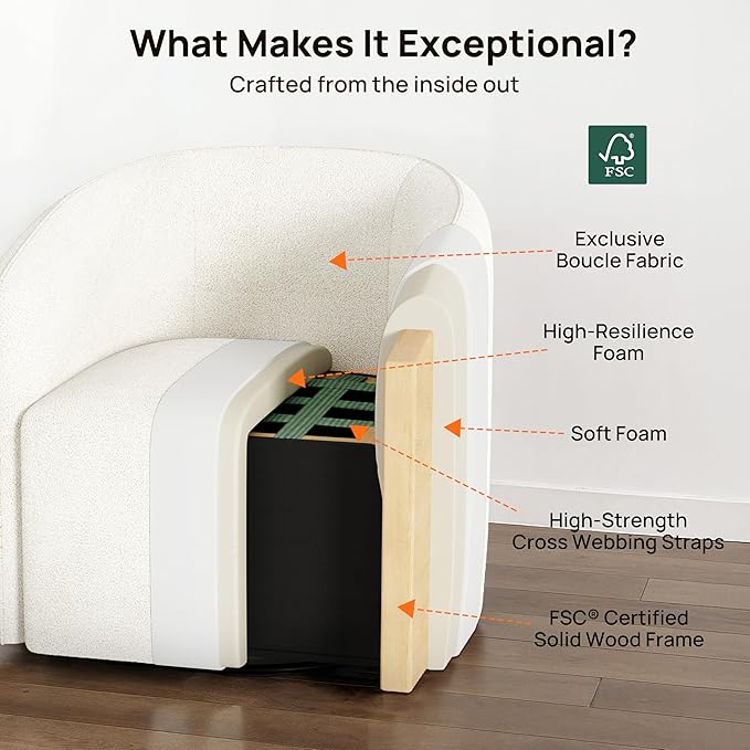Oversized Boucle Swivel Accent Chair