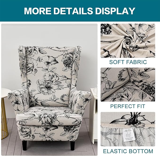 KRFOONN Wingback Chair Covers Slipcovers 2 Piece Stretch Wing Chair Covers