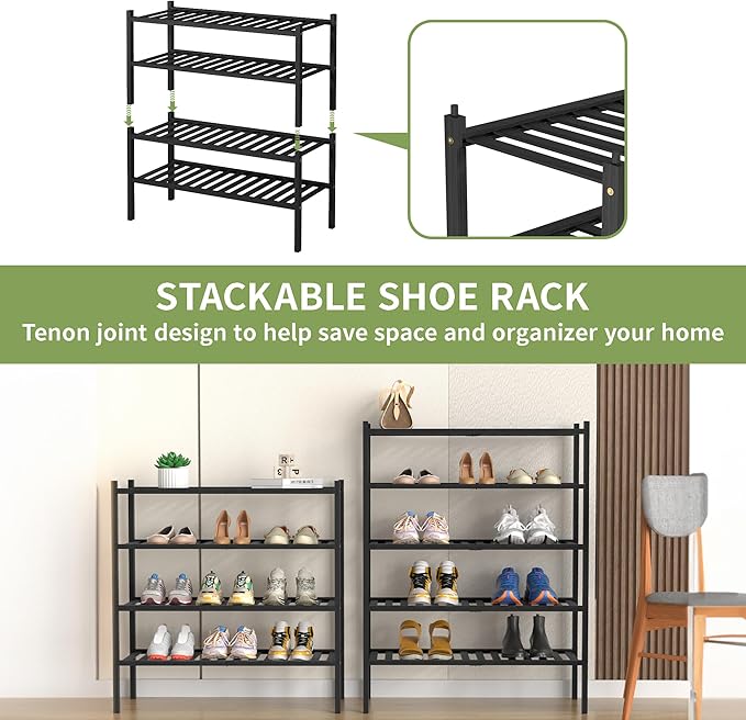 ROMGUAR CRAFT 5 Tier Bamboo Shoe Rack