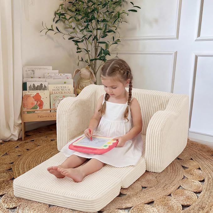 MeMoreCool Toddler Couch Fold Out – 2-in-1 Convertible Kids Sofa Bed