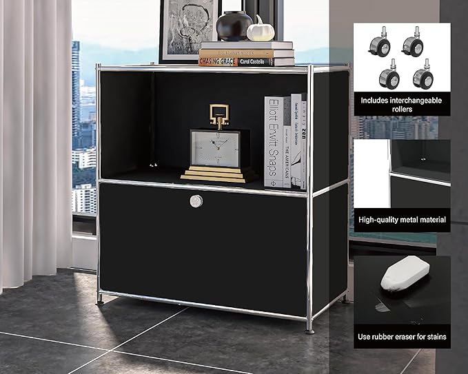 32.5-Inch Flip-Top Side Table & Buffet Cabinet