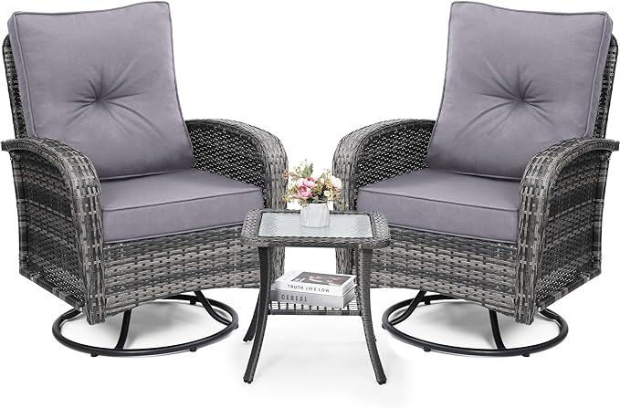 wildformers Luxury Outdoor Swivel Wicker Glider Patio Chairs
