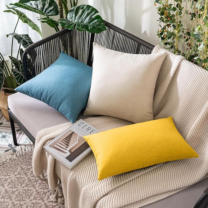 MIULEE Pack of 2 Decorative Outdoor Solid Waterproof Throw Pillow Covers Faux