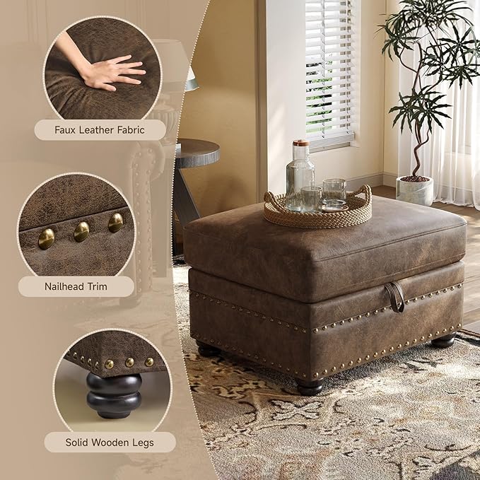 ONBRILL Faux Leather Ottoman