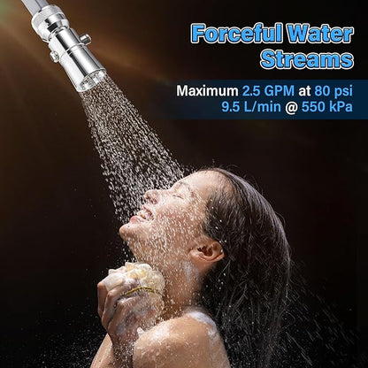 Enhon 2 Setting Pivoting Single Spray Shower Head with Shut Off Valve Replacement for 52652-PK Compatible with Delta Shower 2.5 GPM Brass Water Saving Shower Head Chrome 1" Diameter Spray Face (1 Set)