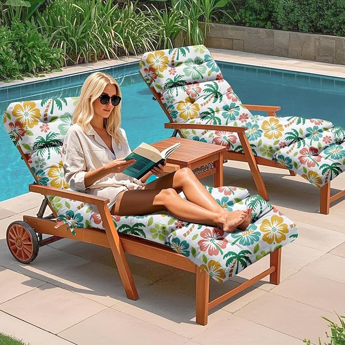 Outdoor Chaise Lounge Chair Cushion 75.1 x 22.8 x 4.7 Inches 100% Waterproof