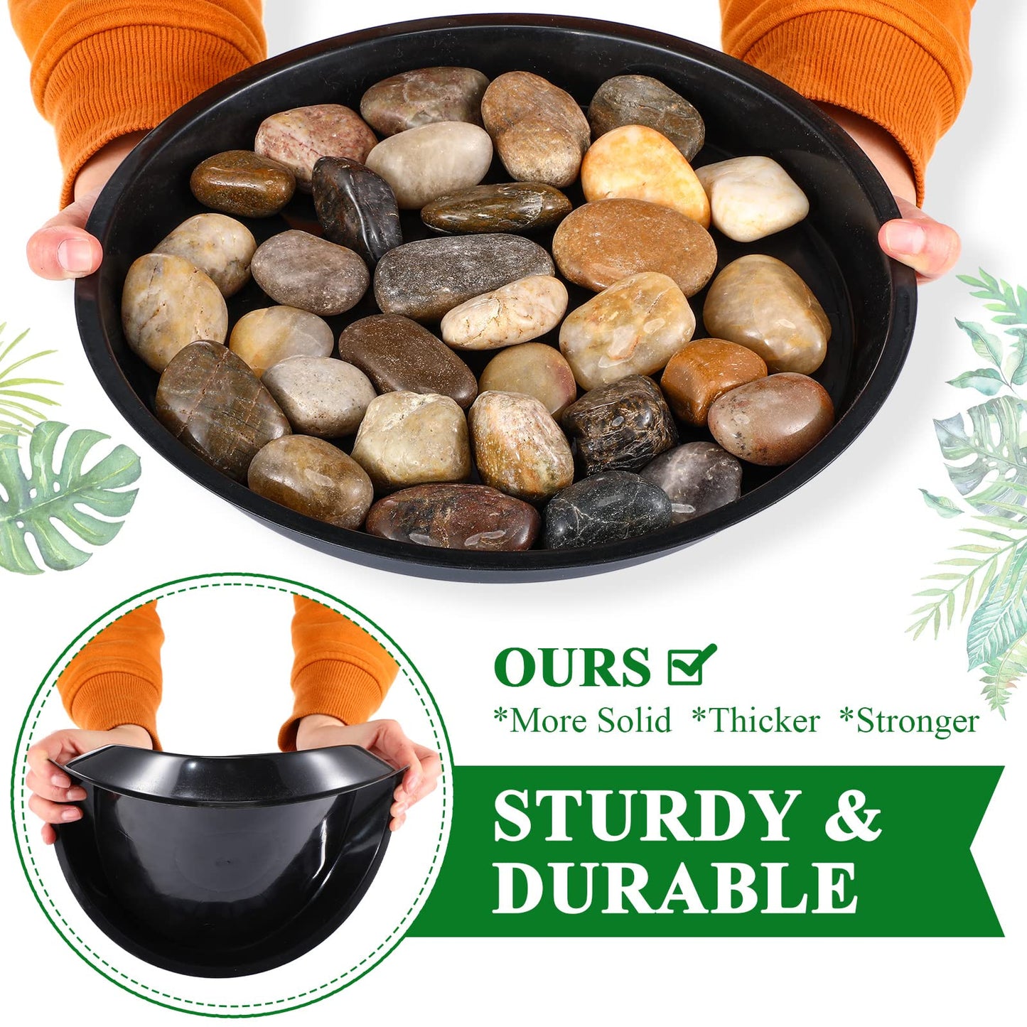 Sawysine 30 Pack Plastic Plant Saucer Round Drip Trays Black Flower Pot Saucers Thick Plant Dish Sturdy Water Tray Heavy Drainage Potted Container for Indoor Outdoor Garden (12 Inches)