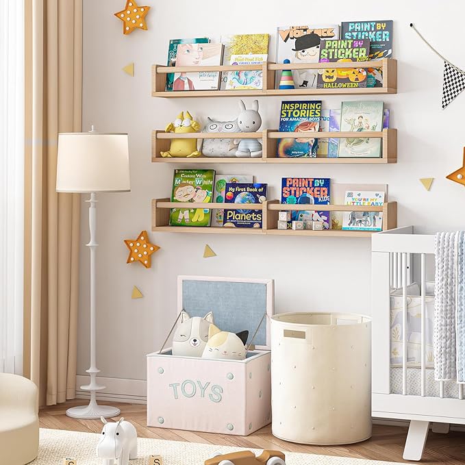 Fixwal Nursery Bookshelves, 32in Floating Bookshelves