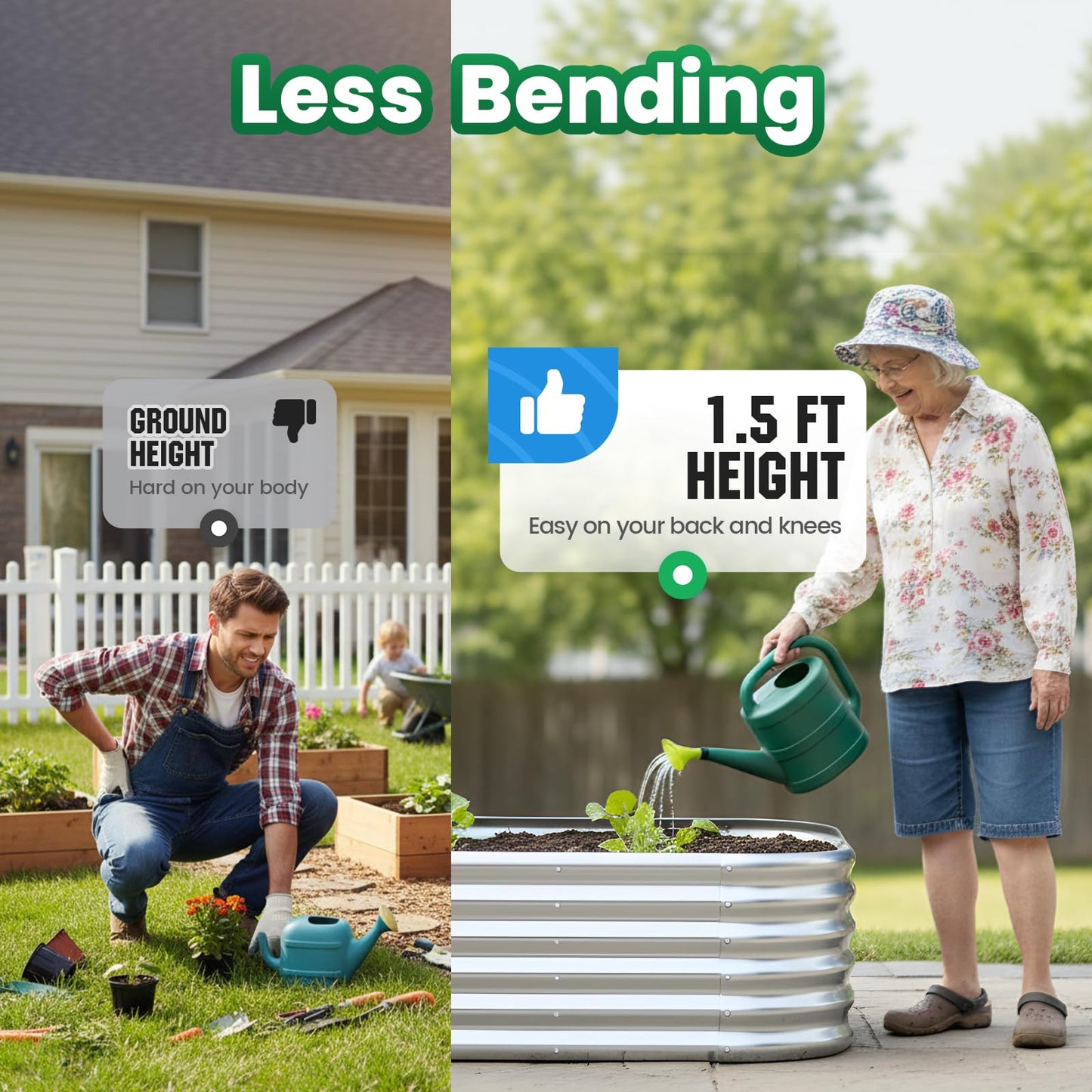 Quictent Raised Garden Bed Kit Oval Galvanized Metal Planter Box Tall for Vegetables Outdoor Backyard, Strengthened by Crossbar, Silver 8x4x1.5 ft