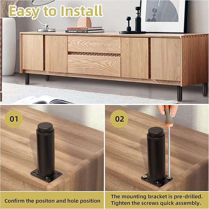 5"-9" Metal Adjustable Furniture Legs, Adjustable Height Replacement Legs