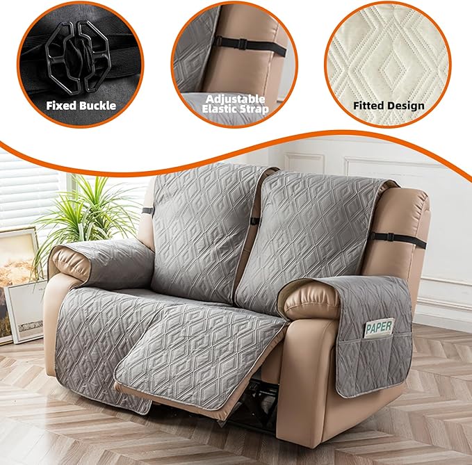 Genina Loveseat Recliner Cover Non-Slip, Sofa Cover