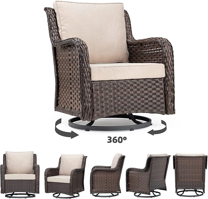 Towallmark Outdoor Swivel Wicker Glider Patio Chairs