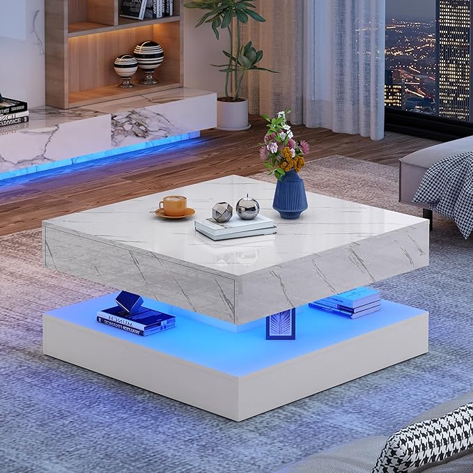 jiteentarou 33.9 Inch Modern LED Coffee Table