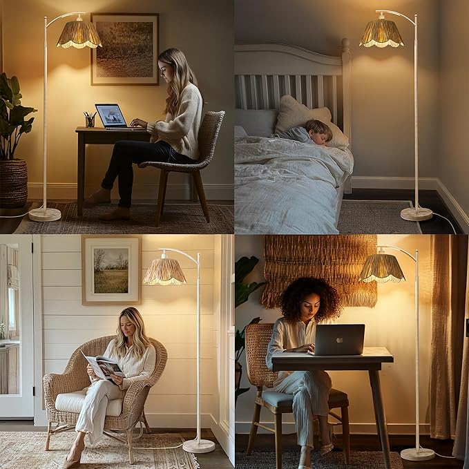 Oneach Farmhouse Floor Lamps for Living Room, Boho Floor Lamp for Bedroom