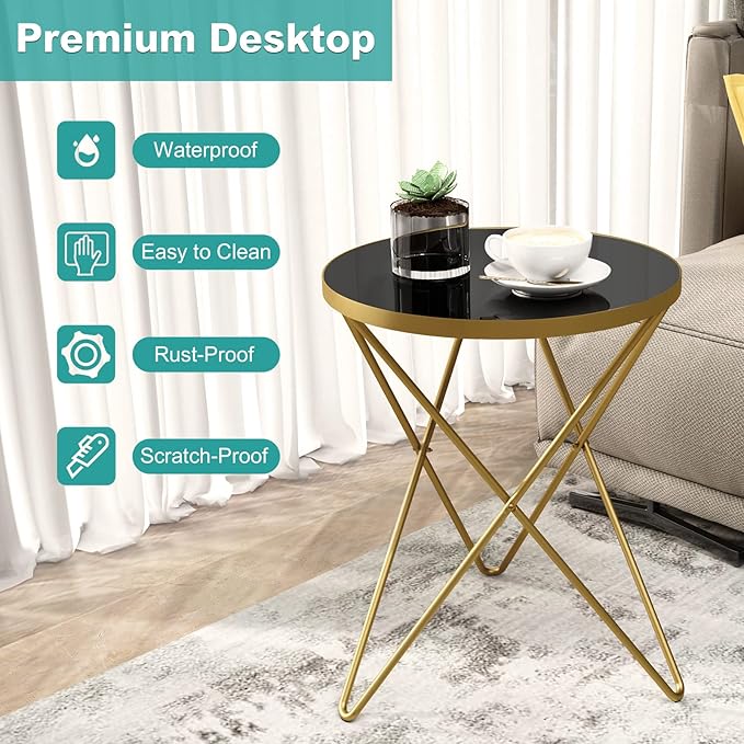 HLR Modern Round Side Table Set of 2, End Table