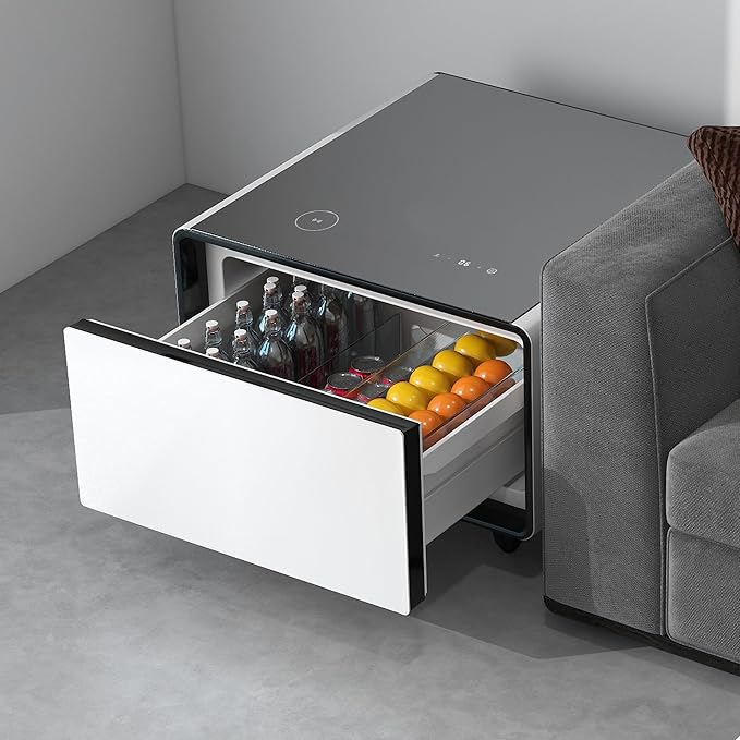 Smart Coffee Table with Fridge, Smart Center Table with Wireless Charging