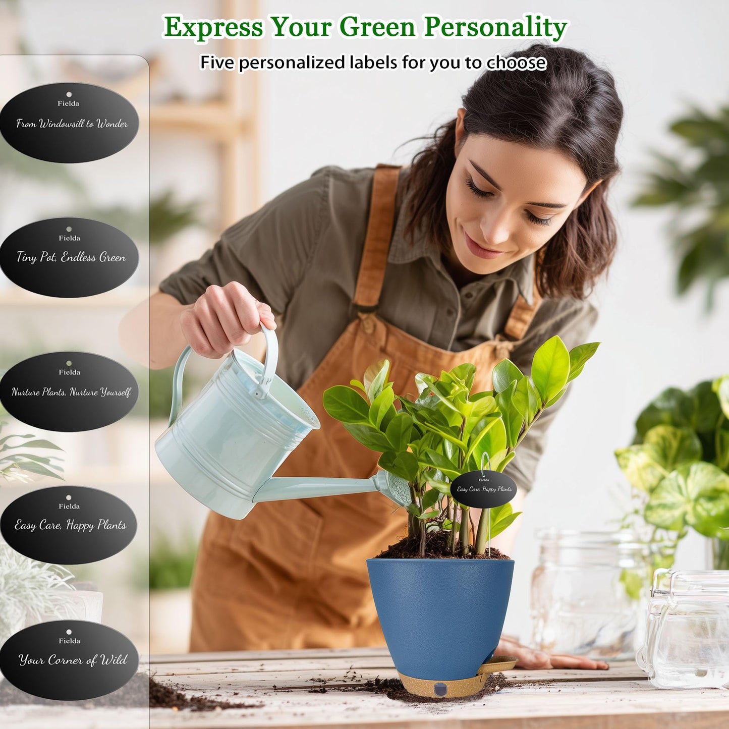 2 Pack 10 inch Plant Pots and 6 Inch Self Watering Pots for Indoor Plants (5-Pack), Plastic Planters with Water Window, Drainage Holes & Trays, Indoor Outdoor Flower Pots
