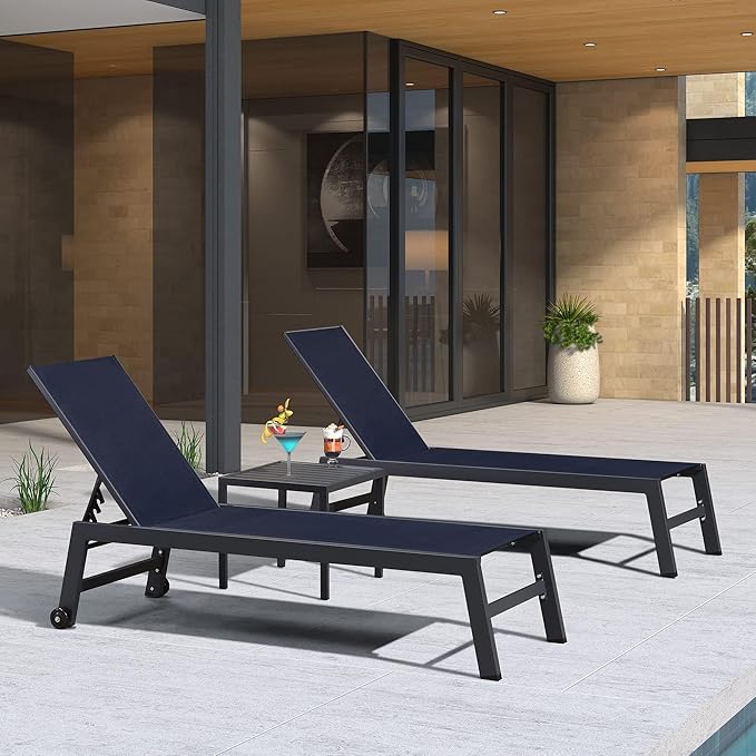 PURPLE LEAF Outdoor Patio Chaise Lounge Set 4 Pieces Pool Lounge Sunbathing
