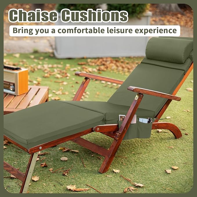 Wenqik 2 Pcs Outdoor Chaise Lounge Cushion