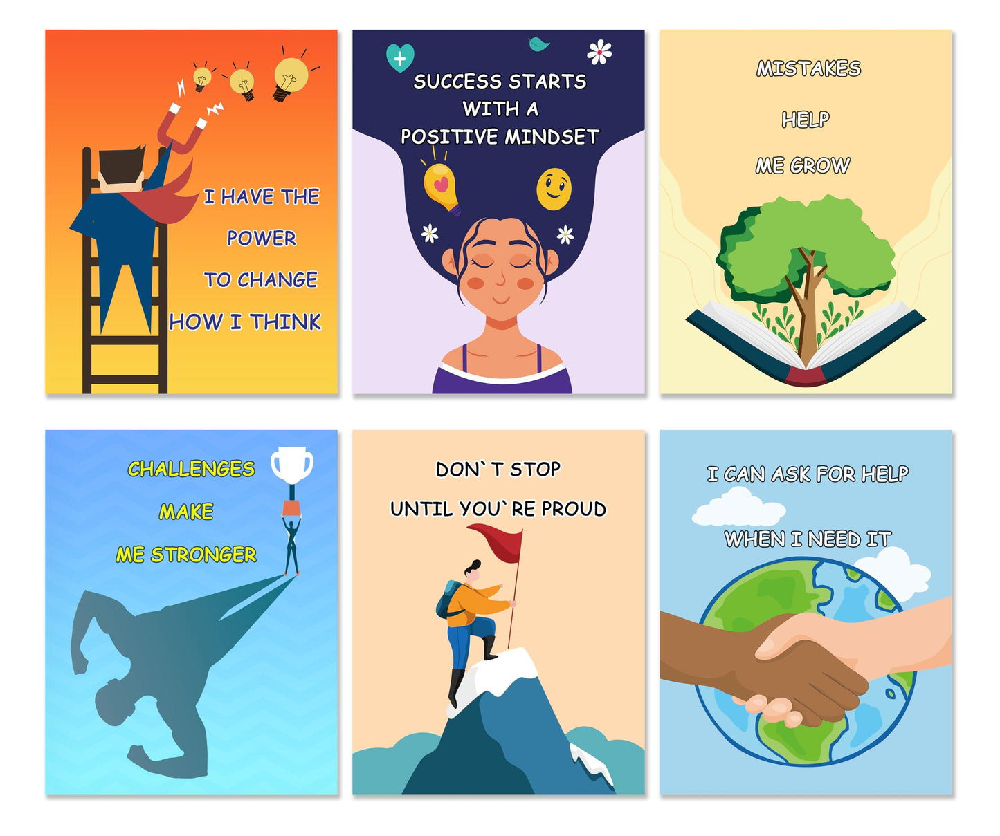 KDMAZH 6pc Set Inspirational and Motivational Posters,High School Classrooms Décor,Teacher Posters for Elementary Classroom Décor，Diversity Decorations for Classroom Posters，8×10Inch，Unframed