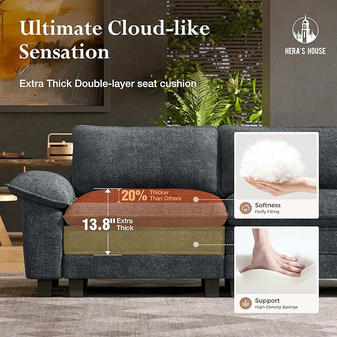 HERA'S HOUSE 88" Modular Sectional Sofa, L Shaped Couches