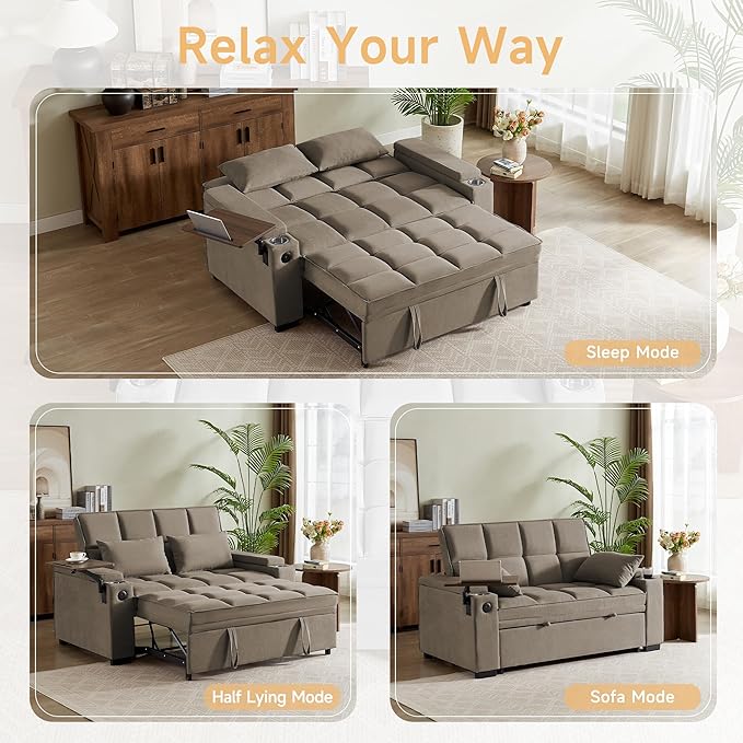 Auvsoce 65" Sleeper Sofa Bed Loveseat, Convertible Couch