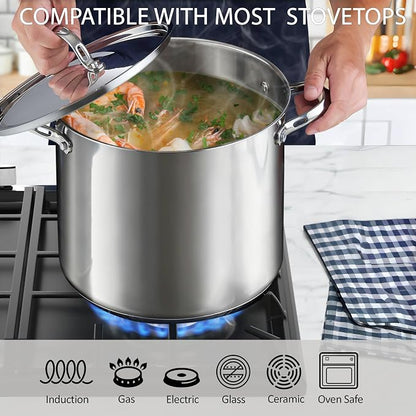 Cooks Standard Classic 12 Quart Stock Pot with Lid, Stainless Steel Pasta Pot
