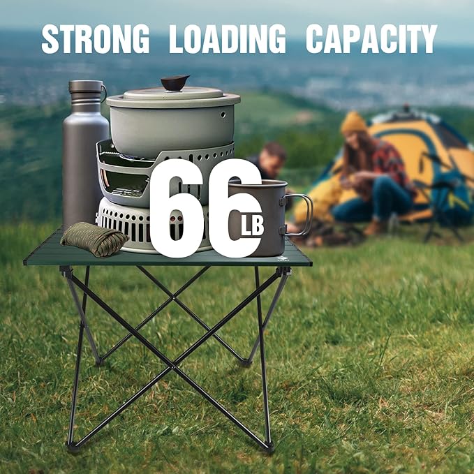 VILLEY Portable Camping Side Table, Ultralight Aluminum Folding Beach Table