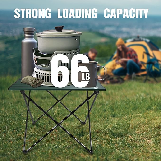 VILLEY Portable Camping Side Table, Ultralight Aluminum Folding Beach Table
