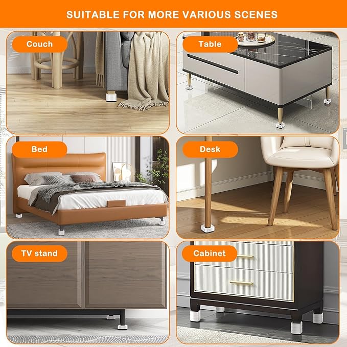 shouwuhho 12 Pack Furniture Risers Adjustable Bed Risers Heavy Duty Lifts