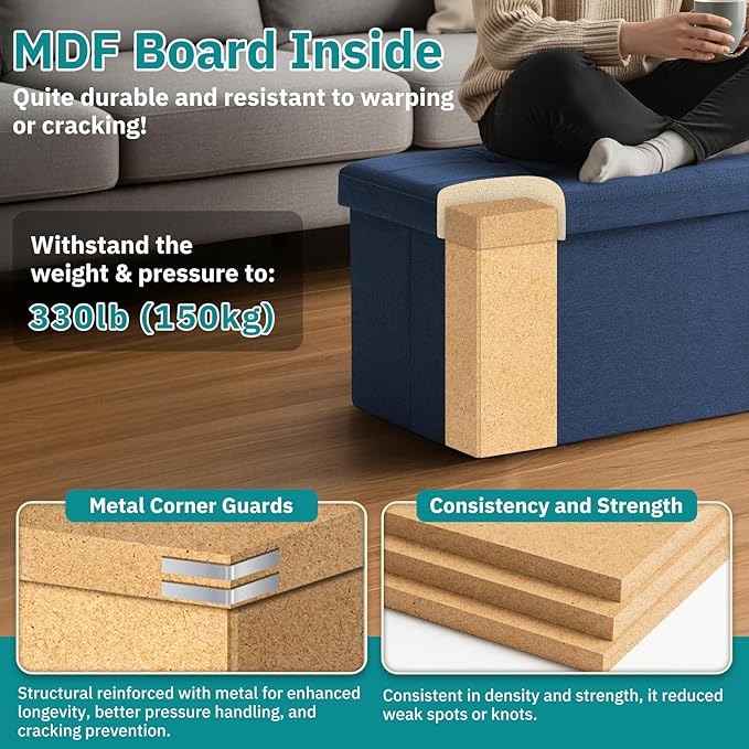 35-INCH Storage Ottoman Bench, Footrest