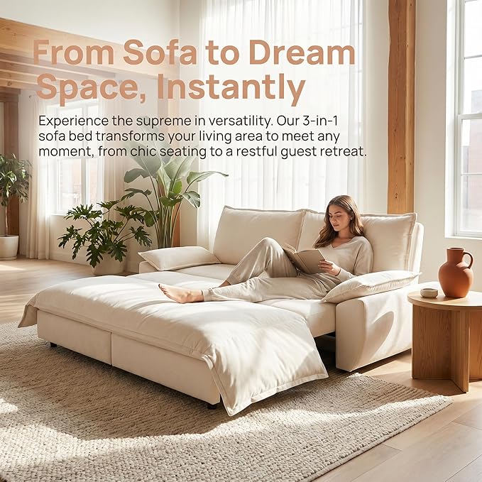 73.2" Sofa Bed Queen, 3-in-1 Pull Out Sofa Bed