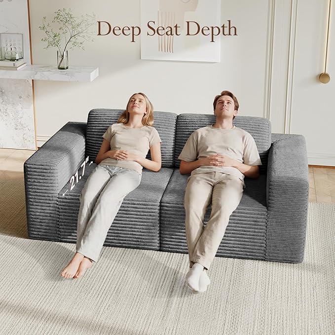 Vesgantti 80" Modular Sectional Sofa, Corduroy Cloud Couch