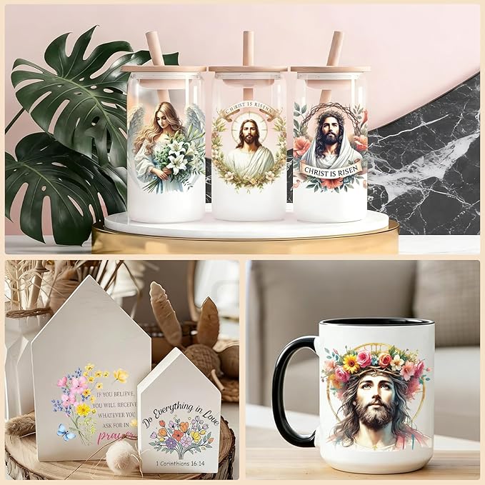 4 Sheets Rub on Transfers for Crafts, Bible Quotes Furniture Transfers for Wood