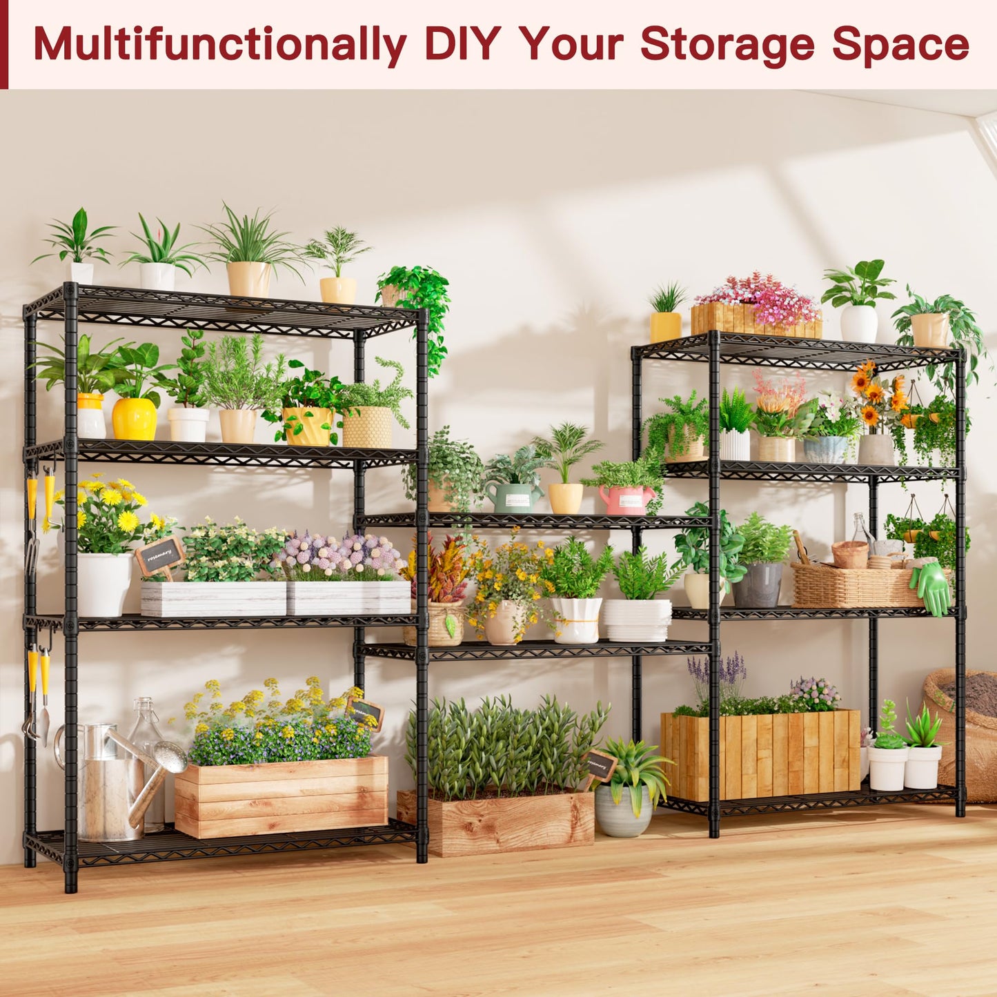 PrimeZone Wire Metal Storage Shelves - 5 Tier Adjustable NSF-Certified Heavy Duty Garage Shelving Unit Organizer Rack, Steel Utility Shelf for Kitchen, Pantry, Closet, 35.5" W x 14" D x 72" H, Black