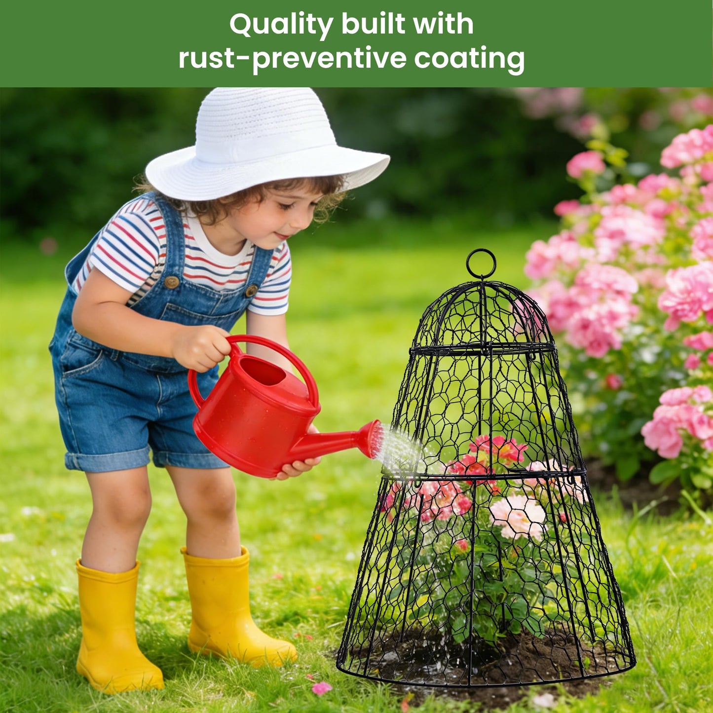 Dadywheels Easy-Snap Open Design Chicken Wire Cloche (6-Pack) - Adjustable Garden Plant Protectors from Birds & Animals for Large Plants & Flowers,14" D x 20" H