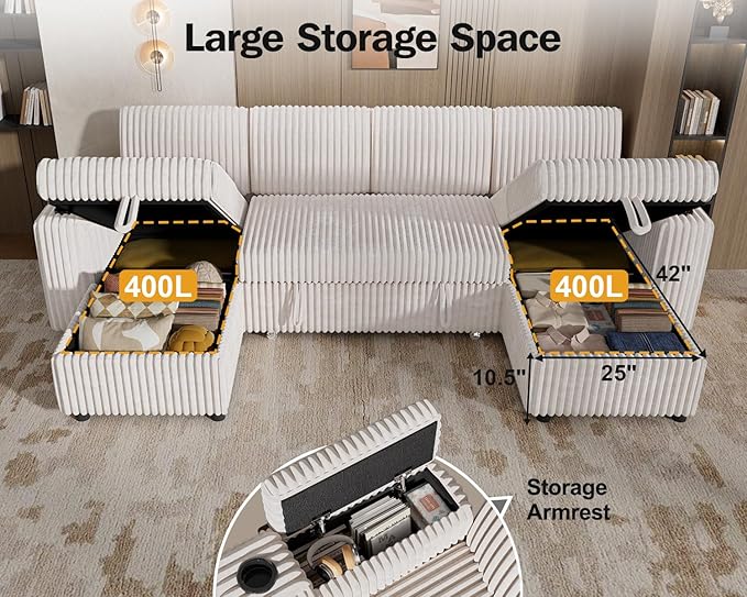 Vipbear 108" Modular Sectional Sleeper Sofa