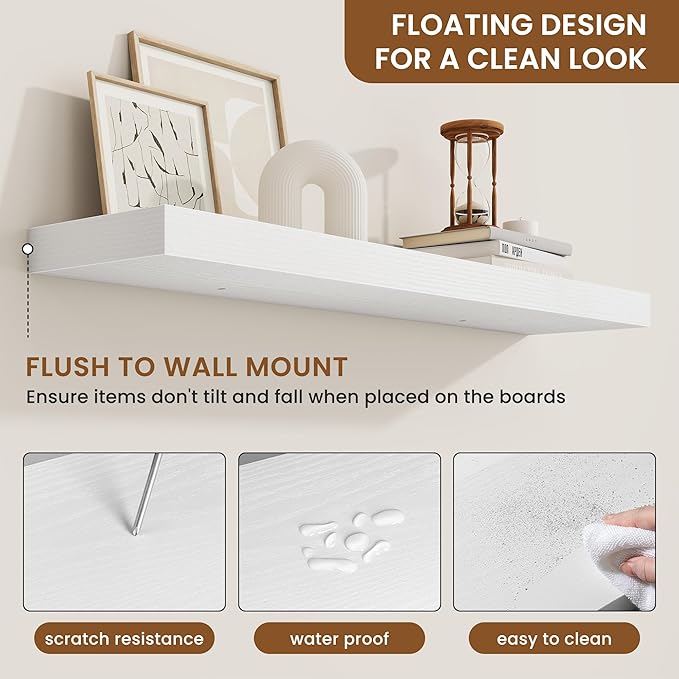 fuqing Floating Shelves for Wall, Wall Mounted Wood Floating Shelf