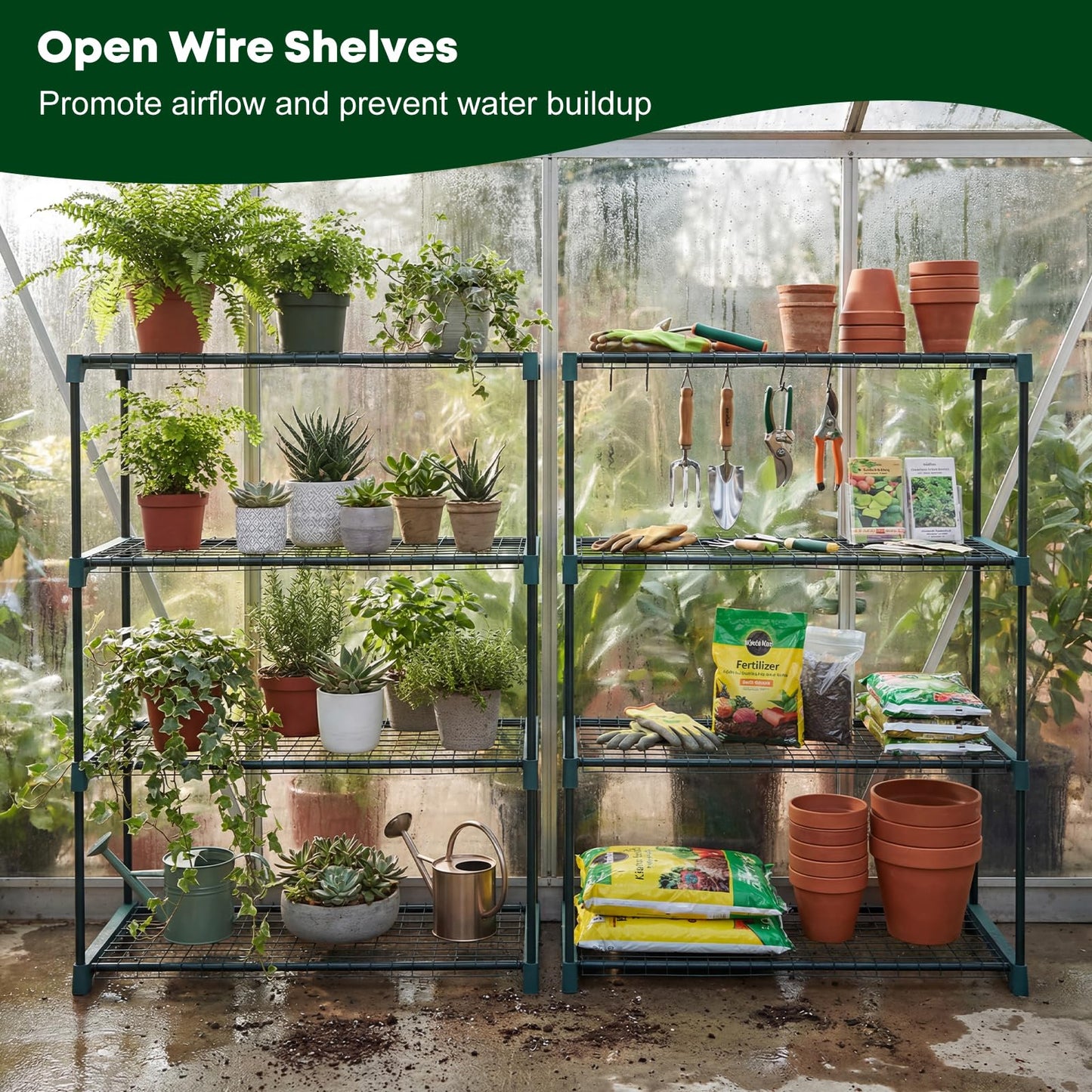 Panana 4 Tier Garden Greenhouse Steel Staging Shelving Plant Stand Garden Shelving Unit Garage Storage Racking, 2 Pack Plant Racks