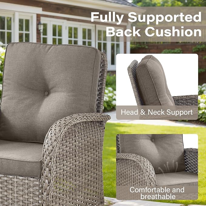Belord 5 Piece Swivel Rocker Glider Outdoor Chairs Set of 2