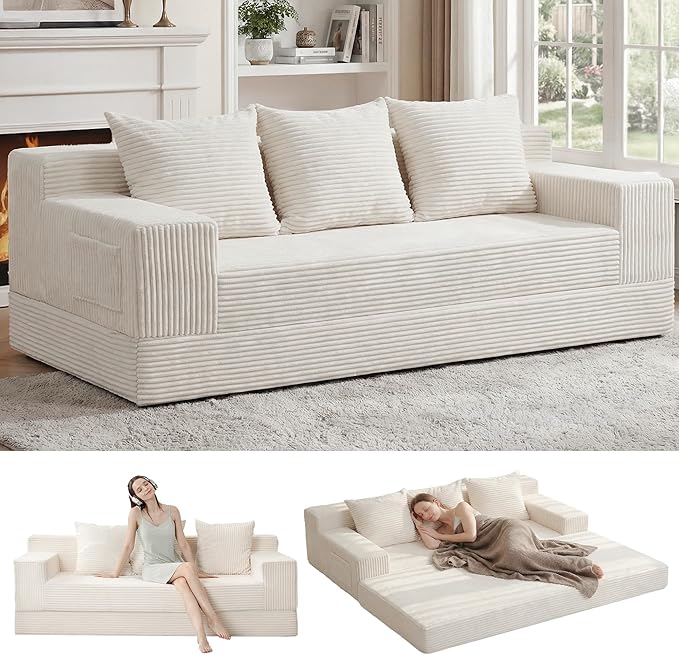 Erament Convertible Futon Sofa Bed Couch, Compression Boneless Floor Couch Sofa