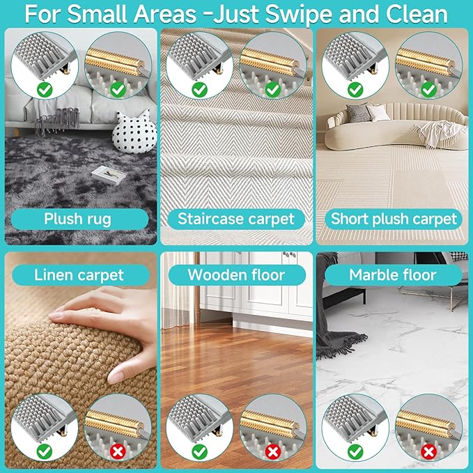 Carpet Rake for Pet Hair Removal Tool, Reusable Pet Hair Remover Broom