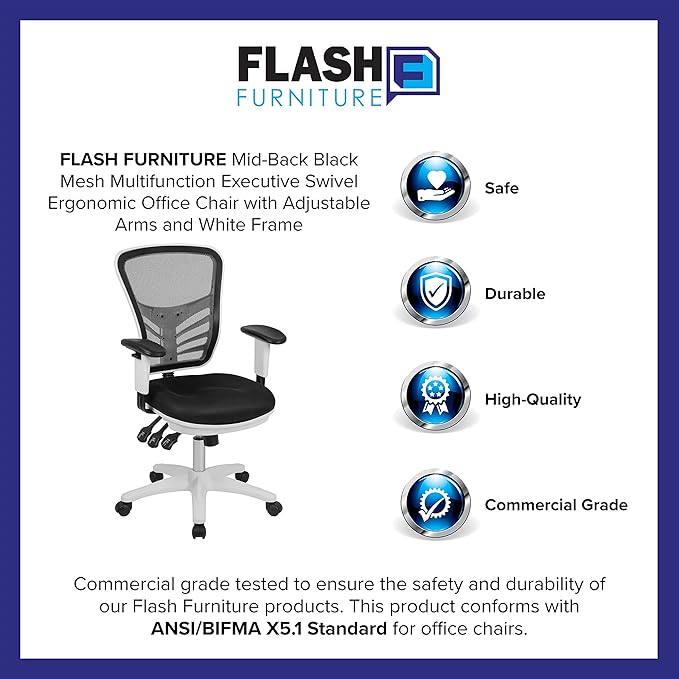 Flash Furniture Nicholas Mid-Back Swivel Office and Gaming Chair, Ergonomic