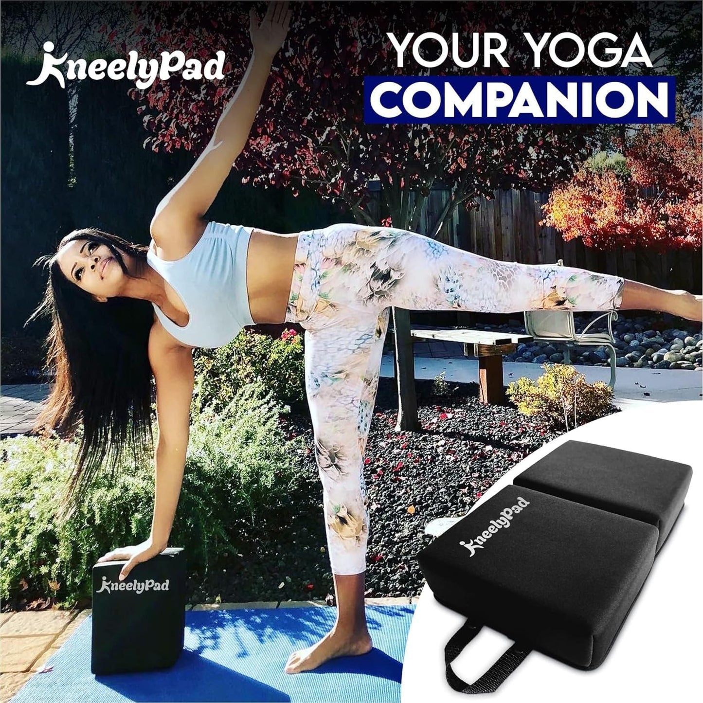 KneelyPad by Kneely | Kneeling Pad for Gardening, Exercise, Cleaning, & Mechanic Work | Extra Thick Memory Foam Knee Cushion for Gardening & More with Washable Cover | Foldable Knee Pad with Handle