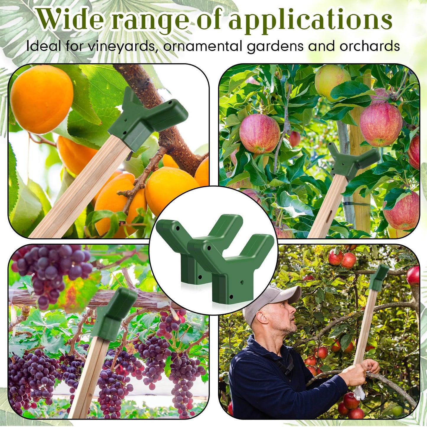 Yungyan 16 Pcs Tree Support, Plastic Fruit Branch Support Device Tree Brace Prevent Them from Breaking for Vineyards Ornamental Gardens Orchards Fits on Standard 1.57 x 1.57 Inch Lumber (Green)